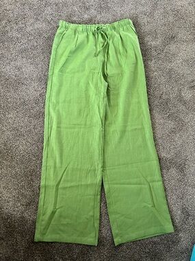 Women's Urban Daisy Sz L Linen Bohemian Drawstring waist Pants in Green